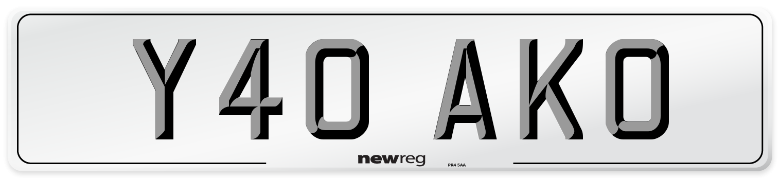 Y40 AKO Number Plate from New Reg